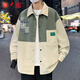 Yalu Spring Jacke Herren-Trendy Harbor Style-Jacke Herren-Shirt Street Casual Top Kleidung Frühling und Herbst Herren Outer D687 Aprikosenfarbe regulär 8xl (Empfohlen 265-285jin [Jin gleich 0,5 kg])