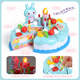 Onevan Children's Cake Obst geschnitten Spielzeug spielen Haus Küche Kombination Set Frucht Gemüse Schnitt Geburtstagsgeschenk Little Girl [Pink] [Dreischichtgeräusch und Licht können ausgeblasen werden] Kuchen 87-teiliges Set mit Geschenkbox