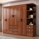 Hexi walnut solid wood wardrobe home bedroom furniture storage modern Chinese large wardrobe combination wardrobe economical walnut six-door wardrobe