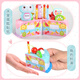 Onevan Children's Cake Obst geschnitten Spielzeug spielen Haus Küche Kombination Set Frucht Gemüse Schnitt Geburtstagsgeschenk Little Girl [Pink] [Dreischichtgeräusch und Licht können ausgeblasen werden] Kuchen 87-teiliges Set mit Geschenkbox