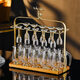 MIDOC high-end light luxury small white wine glass set glass one-shot spirit glass wine dispenser creative gold foil wine set set transparent Moutai cup 10 pots 10 cups + golden deer cup holder