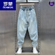 ROMON (ROMON) 2024 spring and summer thin jeans for men stretchy feet for men versatile and handsome casual Harlem pants for men light blue H6643 2XL 170-180Jin [Jin equals 0.5 kg]