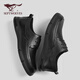 Seven Wolves official men's toe layer cowhide leather shoes men's casual shoes business workplace formal shoes men's black 40