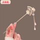 New Chinese style antique pink flower tassel hairpin for women with spring flowers 2025 new style hairpin horse face skirt headdress Beiwan