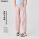 
moonkids girls summer bloomers children's wide-leg pants Korean style fashionable 2025 summer dress little girl trousers carrot sweatpants two pairs [15263 lotus root pink +15279 blue] 110 cm
