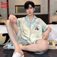 Catman Miiow2025 Neues Pyjamas -Sommer -Kurzfilm Shorts Thin Ice Seide Sommer Neues chinesisches Panda -Heimkleidungssatz Ice Seide G834 3xl (Vorgeschlagene Größe 185 und Gewicht 1