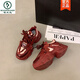
Woodpecker red thick-soled dad shoes for women 2025 new autumn year of festive versatile height-enhancing casual sneakers Coffee 9906M plus velvet 35