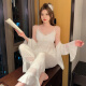 Modal primavera sexy almohadilla de seno de hielo pijama de seda para mujeres 2025 Nuevo ropa de manga larga y ropa de verano sospechoso de tres piezas set 9226-2 azul [conjunto de dos piezas] m [80-100Jin [Jin equivale a 0.5 kg]]]
