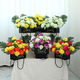 Zi Jiafu Qingming Festival flower tombstone, artificial flowers in front of the tomb, simulated chrysanthemum bouquet, large flower basket, tomb sweeping supplies, z yellow + sunset red set (base is carton)