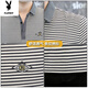 Playboy (Playboy) gestreiftes kurzärmeliges T-Shirt für Männer im Sommer New Mercerized Cotton Casual Slim Revers halbärmelig T-Shirt Polo Shirt Top für Männer weiß [6627] M [90-110jin [Jin gleich 0,5 kg]]