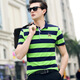 Meister Polo gestreift kurzärmelig Polo-Shirt Herren Sommer Dünn Paul T-Shirt Offizielle Marke Luxus Casual Business im mittleren Alter 3882 Green Stripes 4xl