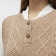 PRICH 100% sheep wool textured knitted vest winter new sleeveless casual top for women 64 cream S 155