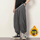 tzbt summer thin bloomers Japanese large-size wide-leg loose casual pants fat drawstring ties men's harem pants 008 lantern black gray*.* two-piece package 5XL Recommended [180-200Jin[Jin equals 0.5 kg]]