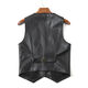 Caesar Yier genuine leather vest men's genuine leather vest vest sleeveless jacket motorcycle fishing riding casual leather vest black L