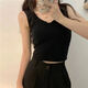 Modal solid color I-shaped back suspender vest for women with breast pads and bottom shirts can be put together to wear sports vests for women. Black + white (clothes length 38cm) L (90-110Jin [Jin equals 0.5 kg])