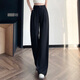 Pantalon de costume droit pour femmes 175 Tall 170 Spring New Style Loose Slim Slim High Taist Pantalon décontracté Black-Normal Style 679 S