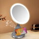 POINTUCH Makeup Mirror Magnetic Wireless Charging Bluetooth Speaker LED Smart Fill-in Light Makeup Mirror Multifunctional Desktop Makeup Mirror Internet Celebrity Creative Gift Silver