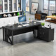 Mingjiurun Desk Boss Desk Simple Modern Single Manager Desk Desktop Computer Desk Cabinet Combination Simple Supervisor Large Desk Teak surface + black frame (including mobile side cabinet) 2.0 meters long * 0.8 meters wide