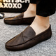 Yuan Beiying 2025 Nouveaux chaussures pour hommes, chaussures en cuir décontractées britanniques à la mode, chaussures de haricots à la mode de style coréen, chaussures paresseuses pour hommes, D829 Black 44