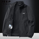 Jeep Spirit2025 Neue Frühlings- und Herbst-Herren-Gelegenheitsjacke mit mittleren und jungen Stehkragen Jacke Lose großer Jugend-Top schwarz 2xl