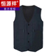 Hengyuanxiang middle-aged and elderly vest men's spring and autumn thin suit vest daddy suit middle-aged casual vest pocket vest jacket single vest military green 2XL