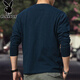 Playboy American Retro Henley Long Sleeve T-Shirt Men's 2025 Spring 250g Pure Cotton Side Seamless Henley Collar Bottoming Shirt Denim Blue 250g Pure Cotton L Reference 140-155Jin Jin is equal to 0.5 kg