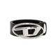 DIESEL Unisex Silver Logo Leather Belt 70 Black Valentine's Day Gift for Boyfriend or Girlfriend