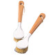 Long handle pot washing brush household small brush pot cleaning tool kitchen non-stick pot decontamination brush pot brush stove cleaning brush wooden plastic handle pot brush 1 pack