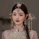 Beibeiyu Bridal Xiuhe Clothing Headwear 2024 New Chinese Style Wedding Atmosphere Xiuhe Hairpin Red Three Styles Xiuhe Hairdress + Ear Clip No Ear Hole Shooting