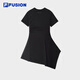Robe tricotée Fila Fusion pour femmes 2025 Été Nouvelle jupe T-shirt irrégulière à la mode, noir - BK S 160 / 80A / S