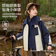 ASK JUNIOR three-proof boys' jacket autumn children's hooded outdoor mountaineering jacket soft shell jacket Navy blue 160