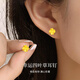 QMXD Vietnamese imitation sand gold brushed small sugar cube earrings for girls, small fresh and high-end earrings for girls birthday gifts, four-leaf clover earrings