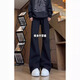 
POUM scimitar slim jeans men's summer retro dark blue straight tall American pants make them look slim and narrow legs DF-701 black XL