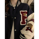 POUM American retro baseball uniform jacket men and women same style design niche casual loose teenager jacket top TM-W733 navy blue 3XL