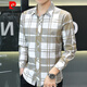皮尔卡丹（pierre cardin）春季新款冰丝长袖衬衫男格子休闲衬衣上衣服薄款防晒外套潮流衬衣 灰色 【长袖】719 XL 120-133斤