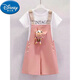 Disney Girls Kurzärärmungsanzug Sommer 2025 Neue Kinder mit mittlerer Ärmel Casual Little Girl Mode-Gurt-Shorts T-Shirt Khaki (Kurzärärmelte + Overalls) 150 Empfohlene Höhe von 145 cm