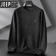 Jeep Spirit Spring und Herbst Runde Hals Langarm T-Shirt Herren Plus Fett Plus-Größe bedrucktes Sweatshirt Fett lose Baumwollbasis-Hemd Top 9855 Schwarz plus Samt XL (120-140jin [Jin gleich 0,5 kg]))