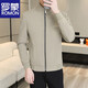 Romonjacke Herren Frühlings- und Herbst-Trendy Casual Herrenjacke 2025 neuer Jugendlicher und High-End-Casual Revers-Rever-Top Khaki 695 mittleren Alters um 135-150 Jin [Jin ist gleich 0,5 kg] 2xl