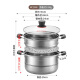 Vapor de acero inoxidable MaxCook 26 cm Sopa de vapor de vapor de segunda capa