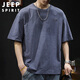 JEEP SPIRIT Jeep short-sleeved T-shirt men's summer bamboo cotton tops trendy brand casual T-shirt men's dark gray XL JEEP SPIRIT Jeep short-sleeved T-shirt men's summer bamboo cotton tops trendy brand casual T-shirt men's dark gray XL