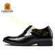Old man's head (LAORENTOU) leather shoes for men's business formal wear toe-layer cowhide leather slip-resistant small size invisible inner height-enhancing shoes black 36
