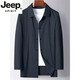 JEEP SPIRIT spring and autumn new style mid-length windbreaker men's business casual lapel jacket coat sun protection thin top trendy brand navy M recommended 90-110Jin Jin equals 0.5 kg
