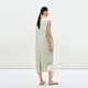 
LESS [same style in the mall] 2025 summer new round neck vest skirt sleeveless long dress 2P4G11730 374 green lift L