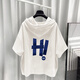 Sommer Pinli Hong Kong Style Hooded Short Sleeve Set Herren Sommer Trendy Printed T-Shirt Complete Set Weiß T5019+Black 9215 2xl Geeignet (150-180Jin [Jin ist gleich 0,5 kg])