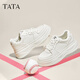Tata (tata) Petites chaussures blanches Petite baleine blanche 2025 Été Nouveaux chaussures à haute amélioration et semelles épaisses chaussures de planche de chaussures pour femmes gâteau vanille lait-wh701 36
