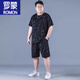 Romon Ice Silk Sports Traje para hombres Summer de gran tamaño de tamaño delgado de estilo de estilo rápido para hombres Fat Fat Plus Fat Plus Flow Short Sleas Z829 Negro de alta calidad Traje de seda de hielo 2XL recomendado 140-160Jin [Jin equivale a 0.5 kg]