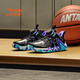Anta-Kinder-Turnschuhe Jungenschuhe 2025 Frühlings- und Sommer-Neuerproduktknopf-Knopf Anti-Rutsch-Rutsch professioneller Umkehrskala Spezielle Basketballschuhe [Reverse Scale] Schwarz/Silber/Dream Purple 9930-2 31 31