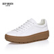 Tiefe Atemzug Tief Atem Frauenschuhe, vielseitige Kuhwahnsinnsschuhe, goldplattierte Logo Schnüre-up-Freizeitschuhe AX12121 Weiß 35