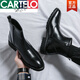 卡帝乐鳄鱼（CARTELO）切尔西男靴秋冬高帮休闲皮鞋英伦风百搭男士网红时尚尖头马丁靴男 X.M841-5黑色(内增高) 42