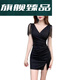 南啵丸夜总会连衣裙女深V礼服足疗足浴技师工作服性感包臀夜场上班衣服 3897黑色 S 建议8095斤
